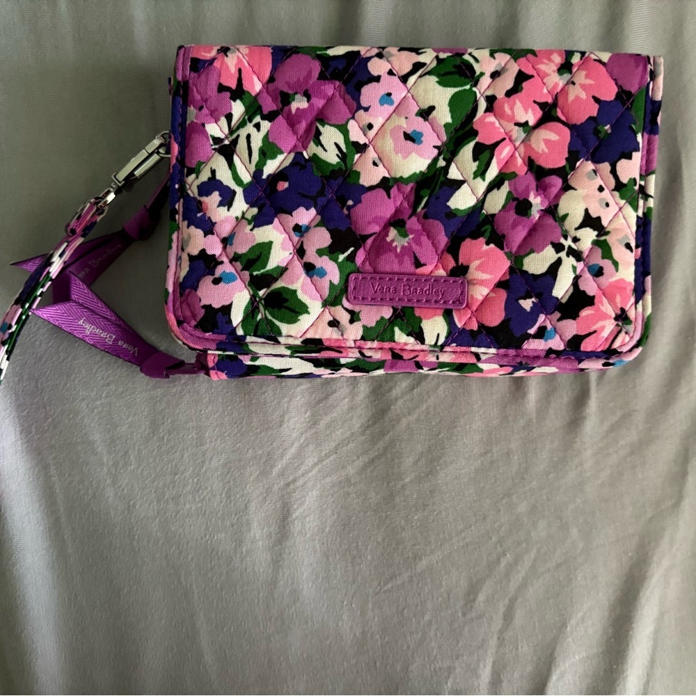 Vera Bradley Floral RFID Clutch - Pink and Purple